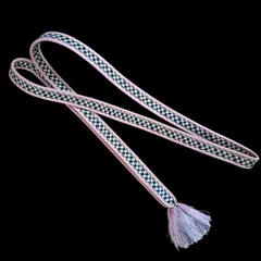 千鳥格子 アンティーク帯締め ピンク 黒白