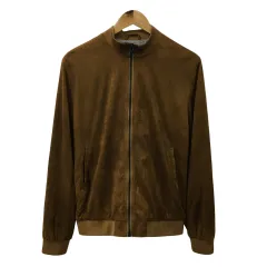 ザラマン ZARA MAN ジャケット ブルゾン ジップアップ スエード調 長袖 USA M 茶 ブラウン