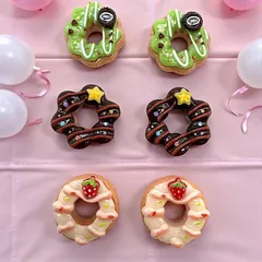 アクリルパーツ ドーナツ 2個セット いちご 抹茶 チョコ ハンドメイド素材 レジン封入 アクセサリーパーツ チャーム スイーツモチーフ pt-3006