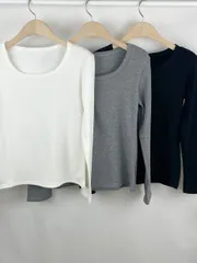 新作) 起毛 UネックTシャツ 冬新作 基本 Tシャツ (起毛 インナーTシャツ Uネック シンプル ベーシック)