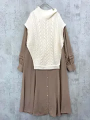 JILLSTUART ジルスチュアート 092-1272014 レイヤード風 ドッキングデザイン シャロン ワンピース size2/ベージュ ◆■ レディース