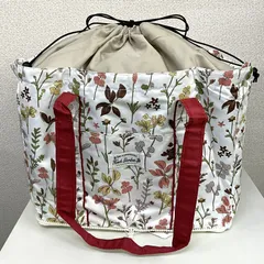 エコバッグ レジカゴ型バッグ 折りたたみ保冷保温バッグ 底板入りお買い物バッグ 花 植物柄 ボタニカル 総柄 ブラウン グリーン ピンク 暖色系 ハーブガーデン レッド 6269RE