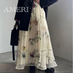 【極美品】AMERI SOFIA ORGANZA LAYERED SKIRT アメリ　ロングスカート　花柄　アイボリー