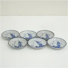 古伊万里　染付草花文銘々皿6客  茶器 菓子器 おしゃれ 和菓子 干菓子 主菓子 茶道 茶道具 お茶 小皿 骨董 茶会 抹茶 プレート 3月 春