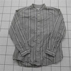 ◇ Θ アー・ヴェ・ヴェ a.v.v バンドカラー長袖ストライプシャツ グレー系 メンズ M E  【1601210007361】