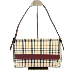 【人気・美品】BURBERRY バーバリー キャンバス ノバチェック ワンショルダーバッグ フラップ ベージュ ボルドー ゴールド金具 金色 メンズ レディース ユニセックス 鞄 カバン 肩掛け レザー 本革 マグネット式