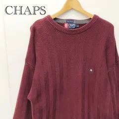ＣＨＡＰＳ ＲＡＬＰＨ ＬＡＵＲＥＮ チャップス ラルフ ローレン ヘリンボーン柄 ニット セーター Ｌ レッド コットン メンズ