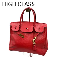HIGH CLASS ハイクラス レザーバッグ 赤 ゴールド金具 ハンドバッグ