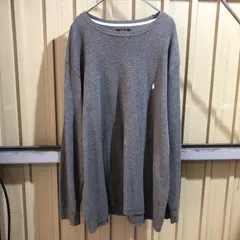 1714 POLO RALPH LAUREN ロンT グレー 3XL ポロラルフローレン 長袖カットソー ワッフル編み ワンポイント 刺繍ロゴ ポロポニー 古着卸 アメリカ仕入