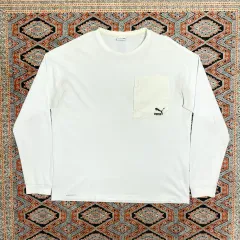 プーマ バックプリント 白 ポケット 長袖 Tシャツ メンズL