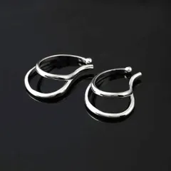 405ダブルライン イヤーカフ 2連 シルバー イヤリング　フープ 銀