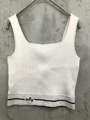 新品 SLY スライ リブ ニット ロゴ ライン ショート丈 タンクトップ sizeF/白 ■◆ レディース
