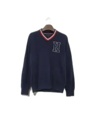 TOMMY HILFIGER トミーヒルフィガー H刺繍 ロゴ Vネック コットン ニット Tシャツ