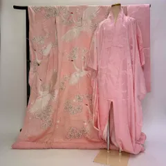 色打掛　3点セット 帯 掛下 ピンク 撮影用 結婚式 花嫁衣装 裄66cm　身丈185cm　正絹　Mサイズ　5149