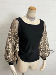 新品　社交ダンス　バルーン袖　トップス　黒　ベージュ　レッスン　パーティ　2412　長袖