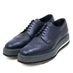 PRADA プラダ レザーシューズ 8.5 メンズ 2EG015 パンチング - メルカリ