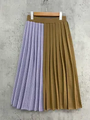 INDIVI インディヴィ ROLLY バイカラー プリーツ ニット スカート size36/ベージュ/ブルー系 ◇■ レディース