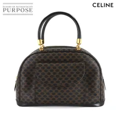 美品 セリーヌ CELINE マカダム ハンド バッグ PVC レザー ブラック ブラウン ゴールド 金具 ヴィンテージ Macadam Hand Bag 90308626