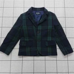 ◇ Θ グリーンレーベルリラクシング キッズジャケット 115cm ネイビー系 チェック柄 男の子 E  【1601210006234】