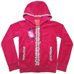 (K0202003)未着用品　Rady　レディ　ベロアパーカー　チェリーピンク　ビジュー　Y2K　フード　L