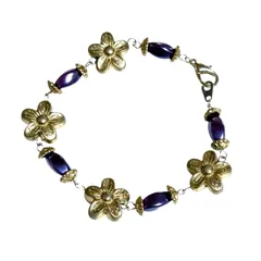 お花とパープルビーズのブレスレット