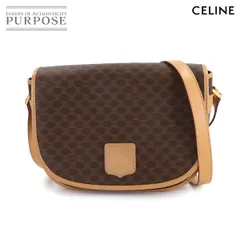 新品同様 セリーヌ CELINE マカダム ショルダー バッグ PVC レザー ブラウン ゴールド 金具 ヴィンテージ Macadam Shoulder Bag 90310008