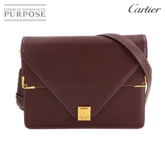 新品同様 カルティエ Cartier マストライン ショルダー バッグ レザー ボルドー ゴールド 金具 Must Line Shoulder Bag 90310023
