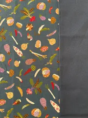 【和柄お野菜柄藍色系】と無地シーチングのセット