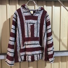 パウレックス フード長袖 ボーダー ビッグサイズ 赤黒灰 アクリル 