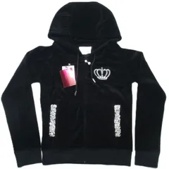 (K0202005)未着用品　Rady　レディ　ベロアパーカー　ブラック　ビジュー　クラウン　フード　Y2K　F