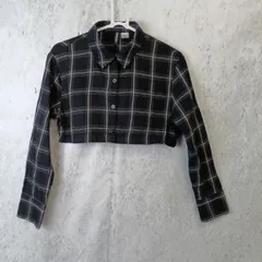 H&M エイチアンドエム レディース クロップド丈 シャツ トップス 黒×白 ブラック×ホワイト XSサイズ 〇□