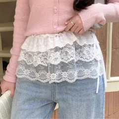 レイヤード ラップスカート レディース 春夏 付け裾 体型カバー スカート レース シアー ひも結び Y2K