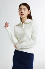 新品 SPAO 白 ハーフジップアップ セーター L (ラージ)