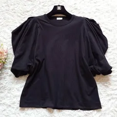 美品　ドリスヴァンノッテン　DRIES VAN NOTEN　ラッフルスリーブプルオーバー　バルーン　ボリューム　カットソー　パフスリーブ　 コットン　ブラック　 黒　L