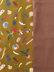 【和柄お野菜柄カーキ系】無地シーチングのセット