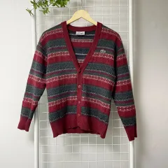 LACOSTE ラコステ 西光 ヴィンテージ ニット カーディガン バーガンディ WK-0291
