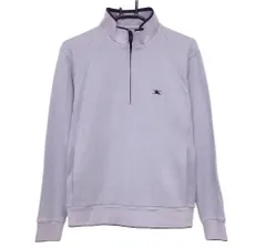 バーバリーゴルフ ハイネックトレーナー ライトパープル×パープル ハーフジップ 胸ロゴ メンズ L ゴルフウェア BURBERRY GOLF