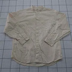 ◇ Θ ユニクロ UNIQLO バンドカラーシャツ 綿100% ベージュ系 Lサイズ メンズ E  【1601210005909】