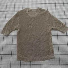 ◇ ⊂ 無印良品 MUJI ヘンプ混ニット半袖セーター XL ベージュ系 メンズ E  【1601210012730】