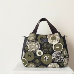 コロリンバッグ 大きめサイズ 刺繍リネン×岡山デニム生地 ハンドメイド