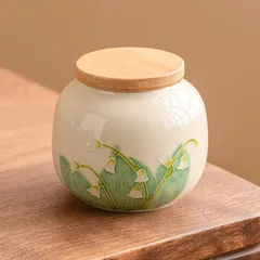 新品未使用 手作り 花 小三元 茶筒 茶葉 密閉缶 白 プーアル 茶缶 ポータブル 小さな缶 空缶