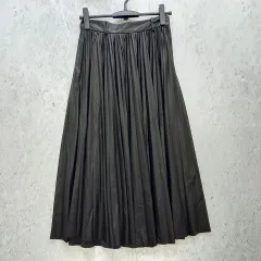 ZARA ザラ ロング プリーツ スカート フェイクレザー 薄手 ブラック XSサイズ 〇◇☆