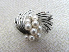 現状品 スターリングシルバー 真珠 パール 10粒 ブローチ アクセサリー 服飾小物 保管1