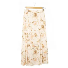 ナノユニバース nano universe スカート マーメイド タイト フレア ロング マキシ ストレッチ 大理石柄 総柄 36 茶 ブラウン /AO23