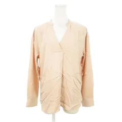 グローブ grove ブラウス シャツ Vネック スキッパー 長袖 タック ゆったり くすみ M ベージュ /AH11