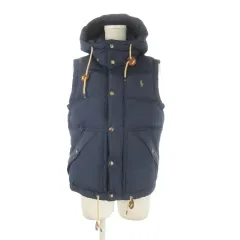 ポロ ラルフローレン POLO RALPH LAUREN ダウンベスト ジャケット 上着 M 紺 ネイビー フード付き 袖なし ロゴ刺繍 211720215001 /CK7 ■GY61