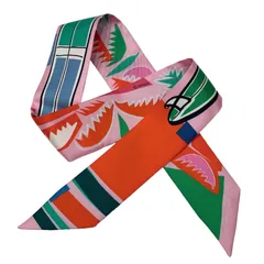 HERMES Twilly Sea Surf and Fun 海とサーフとファン エルメス ツイリー シルク100％ スカーフ AC0030