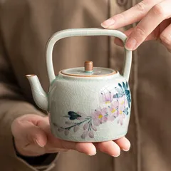 新品未使用 玉 花 氷花 提梁 陶磁器 功夫茶道具 茶碗 家庭用 お茶入れ 中式 古風 小さな茶碗