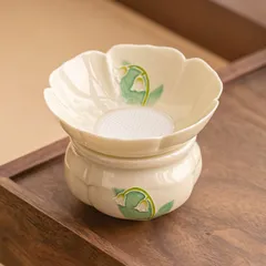 新品未使用 手作り 堆彫 花 茶漏 茶海 家庭用 陶磁器 茶道具 茶器 茶葉 茶隔 茶道 アクセサリー
