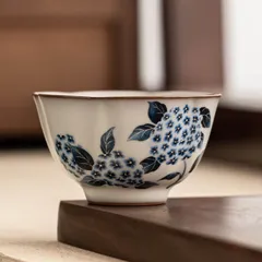 新品未使用 汝窯 古風 ティーカップ ラード 汝青 玉 花 花口カップ 高級 主人杯 大容量 茶道具 品茶カップ